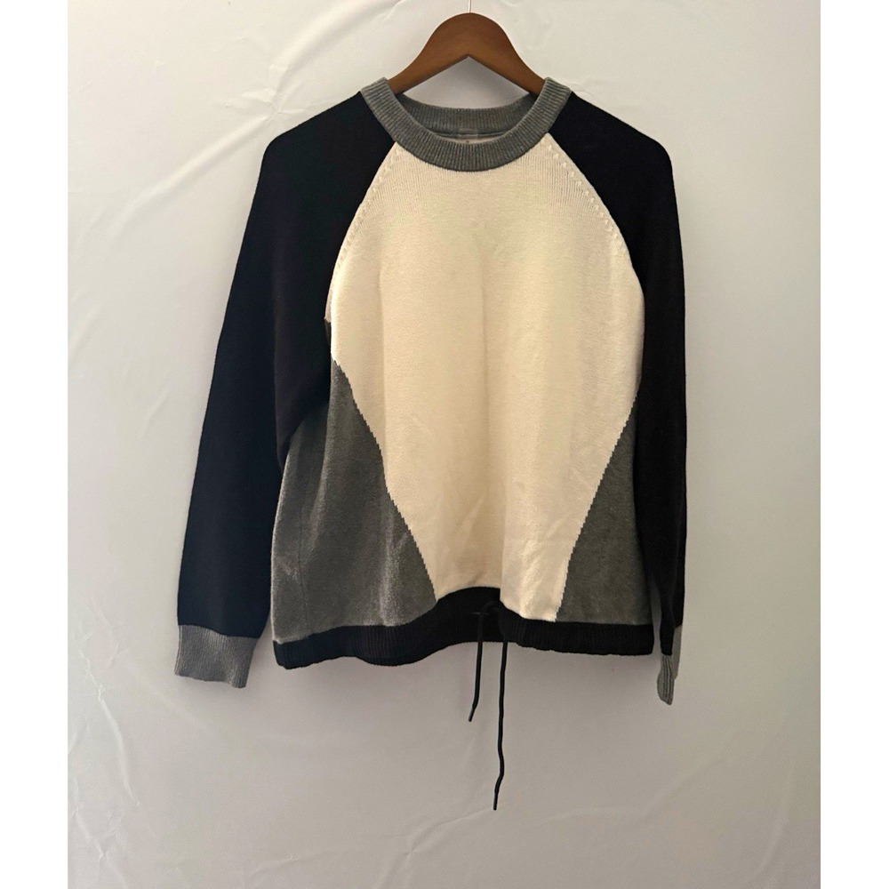 Lou & Grey Women's M Colorblock Cotton Cashmere Crewneck Raglan Drawstring Hem